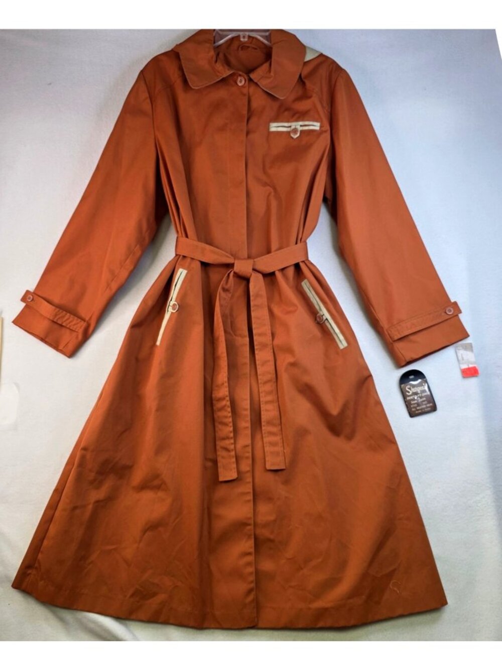 Vintage 70s Sharpee Trench Coat 18 Orange Deadstock Hooded Outdoor Streetwear